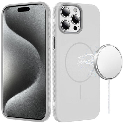 For Apple iPhone 15 Pro Max Super Magnetic Premium Edged Core Matte Thick Hybrid Drop Protection Shockproof Design Case Cover Clear