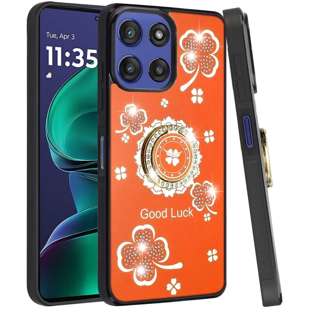 For Motorola Moto G Stylus 5G 2026 /2025 Diamonds 3D Fashion Bling Sparkly Glitter Ornaments Engraving Hybrid with Ring Stand Case Cover