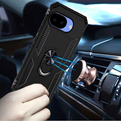 Phone Case for Google Pixel 10A Rotatable Ring Stand Shockproof Hybrid Armor Anti Slip Heavy Duty Fit Magnetic Car Mount Durable Grip Cover