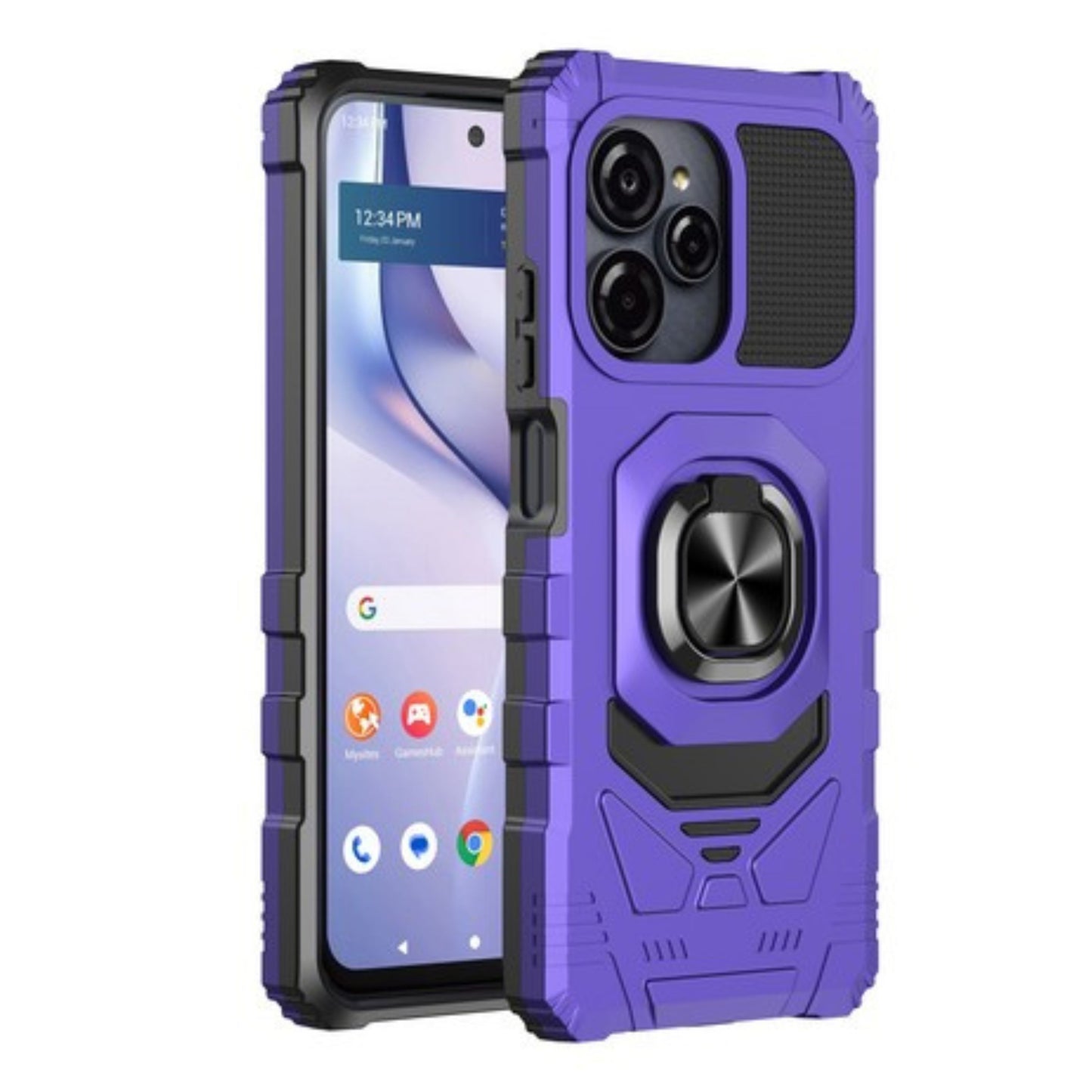 For Motorola Moto G Power 5G 2026 Hybrid Magnetic Car Mount Ring Kickstand Stand Holder Full-Body Armor Protective [Military Grade] Case Cover Purple