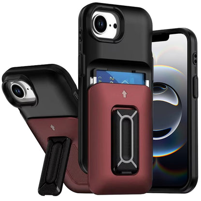 For Apple iPhone 16e Wallet Case with 2- Credit Card Holder, Wrist Strap & Kickstand Hybrid Shockproof TPU Case Cover