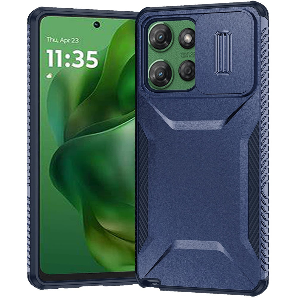 For Motorola Edge 2025 Slim Fit Shockproof Hybrid with Slide Camera Window Covering, Rugged Tpu Silicone Hard PC Bumper Case Cover