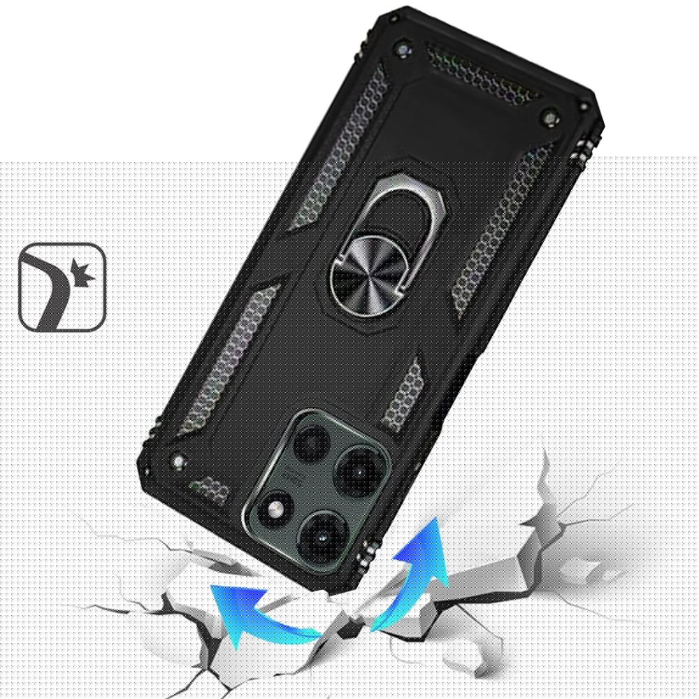 For Motorola Edge 2024 Hybrid Shockproof Durable 360 Degree Rotatable Ring Stand Holder Kickstand Fit Magnetic Car Mount Case Cover Black