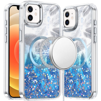 For iPhone 12 / iPhone 12 Pro (6.1") Epoxy Glitter Shimmer Fashion Case with Magnetic Magsafe Compatible Hybrid Sparkling Slim Protective Case Cover