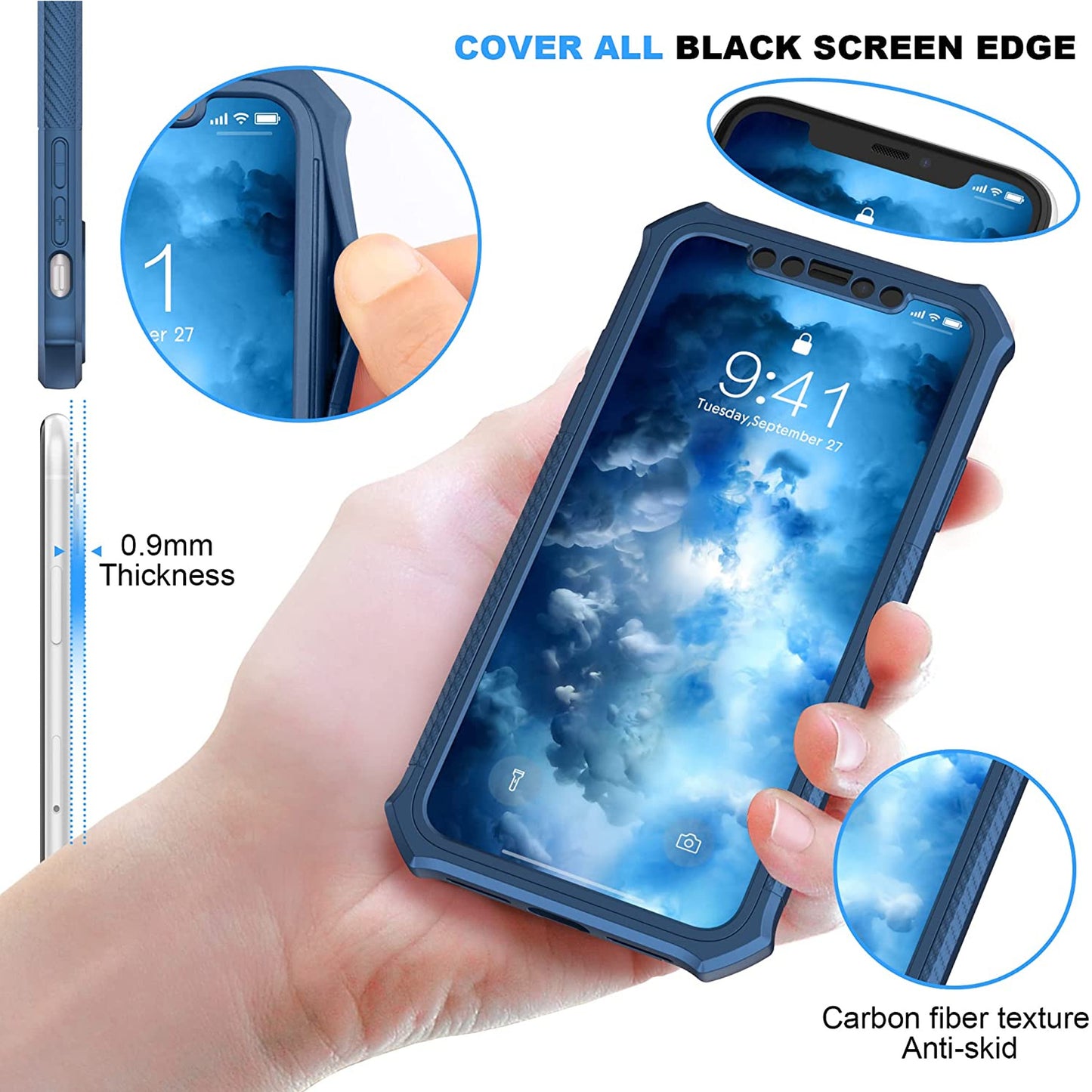 For TCL 60 XE NXTPAPER Full-Body Dual Layer Hybrid Case Slim, Drop-Proof TPU Hard PC, Durable Corner Front Bumper Protector Case Cover Blue