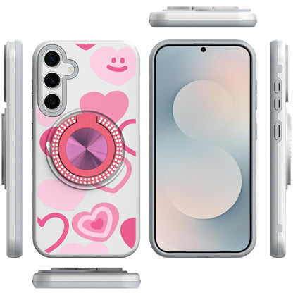 For Samsung Galaxy S26 Pattern Design Hybrid with Invisible Ring Stand & Magnetic Back, Shockproof Protective Grip Case Cover
