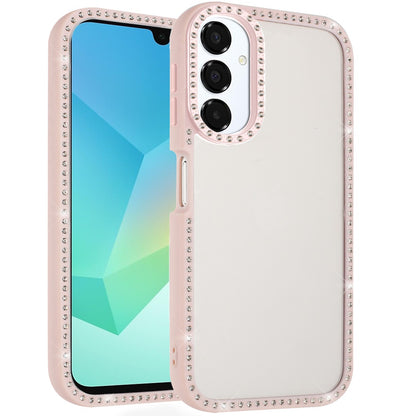 For Samsung Galaxy A36 Diamond Full Rhinestone Clear Hybrid Protective, Sparkly Bling Transparent Shockproof Bumper All Around Case Cover Light Pink