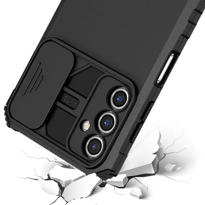 For Samsung Galaxy A15 5G Hybrid Hard PC & TPU Rubber Shockproof with Kickstand & Covered Camera Protection Case Cover Black