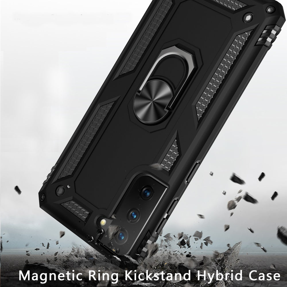 For Samsung Galaxy S22+ / S22 Plus Hybrid Shockproof Durable 360 Degree Rotatable Ring Stand Holder Kickstand Fit Magnetic Car Mount Case Cover Black