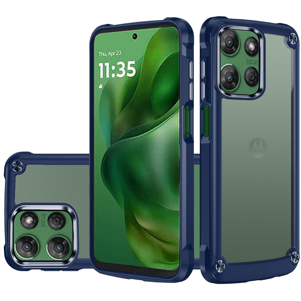 Hybrid Transparent Rubber with Metal Buttons & Camera Edges Hard TPU Corner Frame Bumper