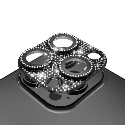 For iPhone 15 Plus (6.7") Diamond Bling Camera Lens Tempered Glass Full Coverage Scratchproof Protection Anti Fingerprint Clear HD Durable Design Case Cover Purple