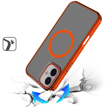 For Apple iPhone 17 (6.3") Tough HQ Hybrid Case with Aluminum Frame Camera Stand, Compatible with MagSafe, Translucent Matte Shockproof Case Cover Black