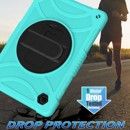 For 3-in-1 Tough Hybrid Shockproof Protector Silicone TPU with Pencil Holder, Kickstand, Hand & Shoulder Strap Teal Tablet Case Cover