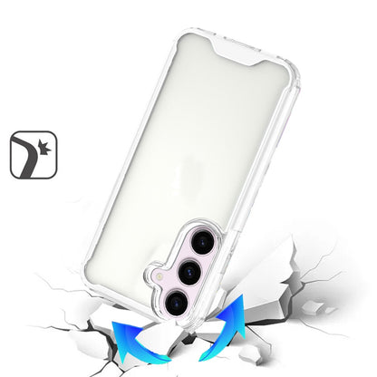 For Samsung Galaxy A17 5G Clear Colored Shockproof Transparent Hard PC + Rubber TPU Hybrid Bumper Shell Slim Protective Case Cover Clear+Clear