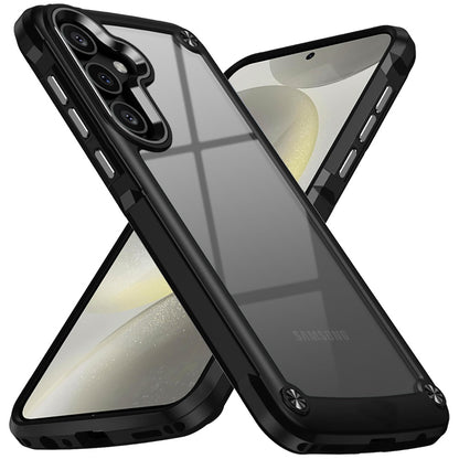 For Apple iPhone 17E /16E Hybrid Transparent Rubber with Metal Buttons & Camera Edges Hard TPU Corner Frame Bumper Case Cover