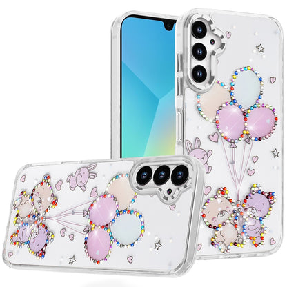 For Samsung Galaxy A16 5G Butterfly Resin Epoxy Diamond Design Metal Edged Hybrid Shockproof Heavy Duty Drop Protection Case Cover