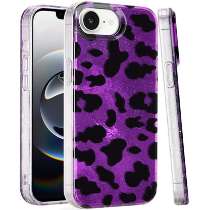 For Samsung Galaxy S25 EDGE Glitter Leopard, Fashion Design Animal Skin Print Slim IMD TPU Dual Layer Shockproof Protective Case Cover Purple Leopard