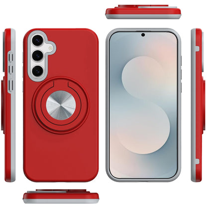 For Samsung Galaxy S26 Metal Matte Hybrid with Invisible Rotational Ring Stand, Car Mount Friendly, Military Grade Slim Fit Sturdy Case Cover
