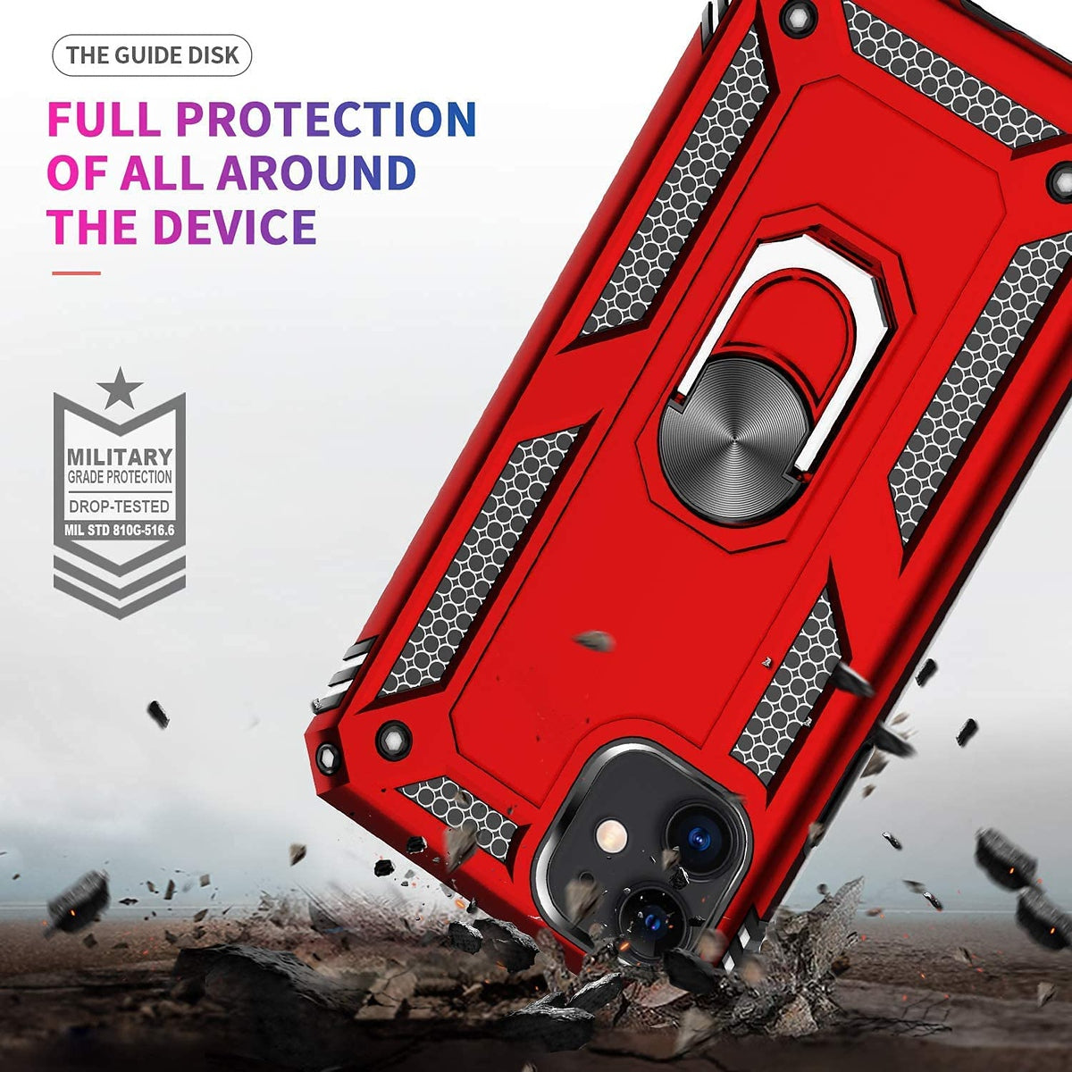 For Motorola Razr+ 2025, Motorola Razr+ Plus (2025) Shockproof Hybrid Dual Layer PC + TPU with Metal Ring Kickstand Heavy Duty Armor Shell Case Cover Red