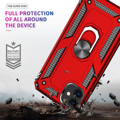 For Motorola Razr+ 2025, Motorola Razr+ Plus (2025) Shockproof Hybrid Dual Layer PC + TPU with Metal Ring Kickstand Heavy Duty Armor Shell Case Cover Red