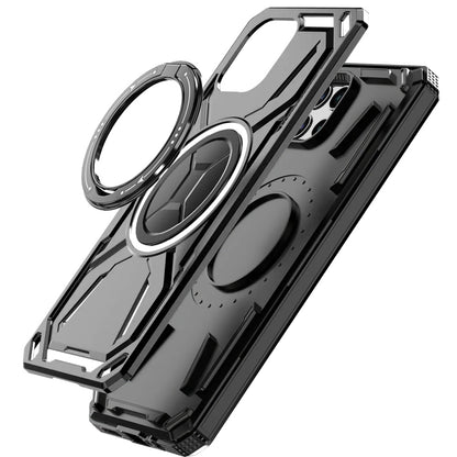 For T-Mobile Revvl 7 5G Hybrid Magnetic Ring and 360° Rotational Kickstand with MagSafe Compatible, Military Grade Drop Protection Case Cover Black