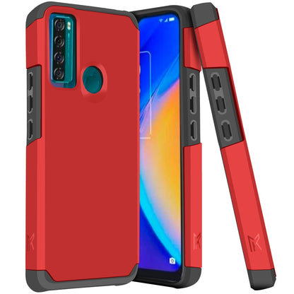 For TCL K32 5G Slim Tough Shockproof Hybrid with Dual Layer Hard PC + TPU Protection, Armor for Strong Drop & Impact Resistance Case Cover Red