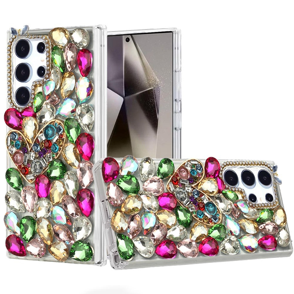 For Samsung Galaxy S25 Ultra Bling Crystal 3D Full Diamonds Luxury Sparkle Rhinestone Hybrid Protective Case Cover