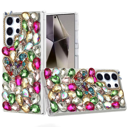For Samsung Galaxy S25 Ultra Bling Crystal 3D Full Diamonds Luxury Sparkle Rhinestone Hybrid Protective Case Cover