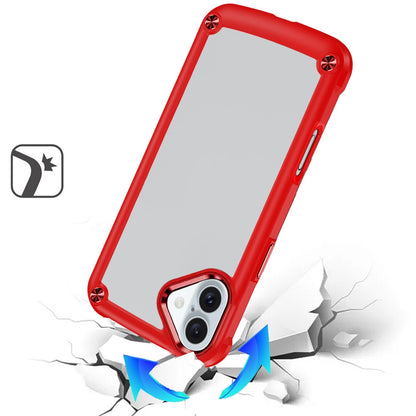 For Apple iPhone 17 Hybrid Transparent Rubber with Metal Buttons & Camera Edges Hard TPU Corner Frame Bumper Case Cover