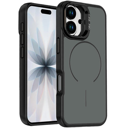 Phone Case for Apple iPhone 17 Premium Matte Magnetic Camera Stand Hybrid Shockproof Rugged Protective Anti Scratch Durable Grip Metal Buttons Cover Black