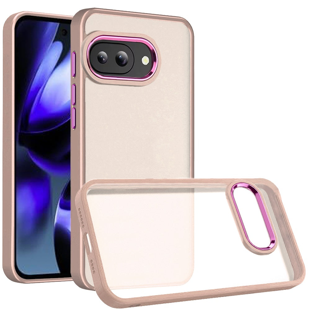For Google Pixel 9A Slim Fit Thin Hybrid,Frosted Matte Polished Acrylic Hard PC with TPU Rubber Frame Case Cover
