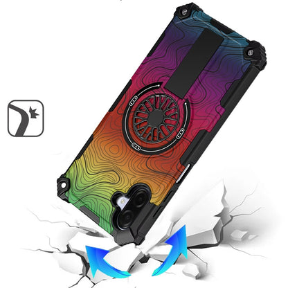 For Samsung Galaxy A07 Magnetic Invisible Kickstand Holder with CD Texture Design, Shockproof Hybrid Military Grade Heavy Duty Case Cover