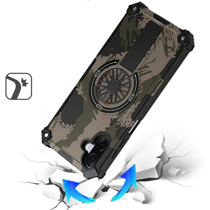 For Samsung Galaxy A07 Magnetic Invisible Kickstand Holder with CD Texture Design, Shockproof Hybrid Military Grade Heavy Duty Case Cover