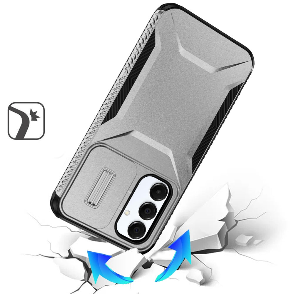 For Samsung Galaxy A17 5G Slim Fit Shockproof Hybrid with Slide Camera Window Covering, Rugged Tpu Silicone Hard PC Bumper Case Cover