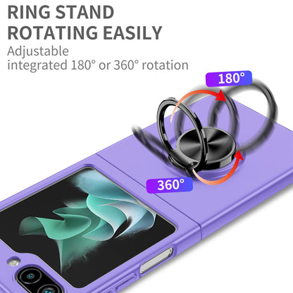 For Samsung Galaxy Z Flip 5 Magnetic Ring Stand Camera Protection Shock Resistant Hybrid Durable Grip Kickstand Function for Flip Series Case Cover Rose Gold