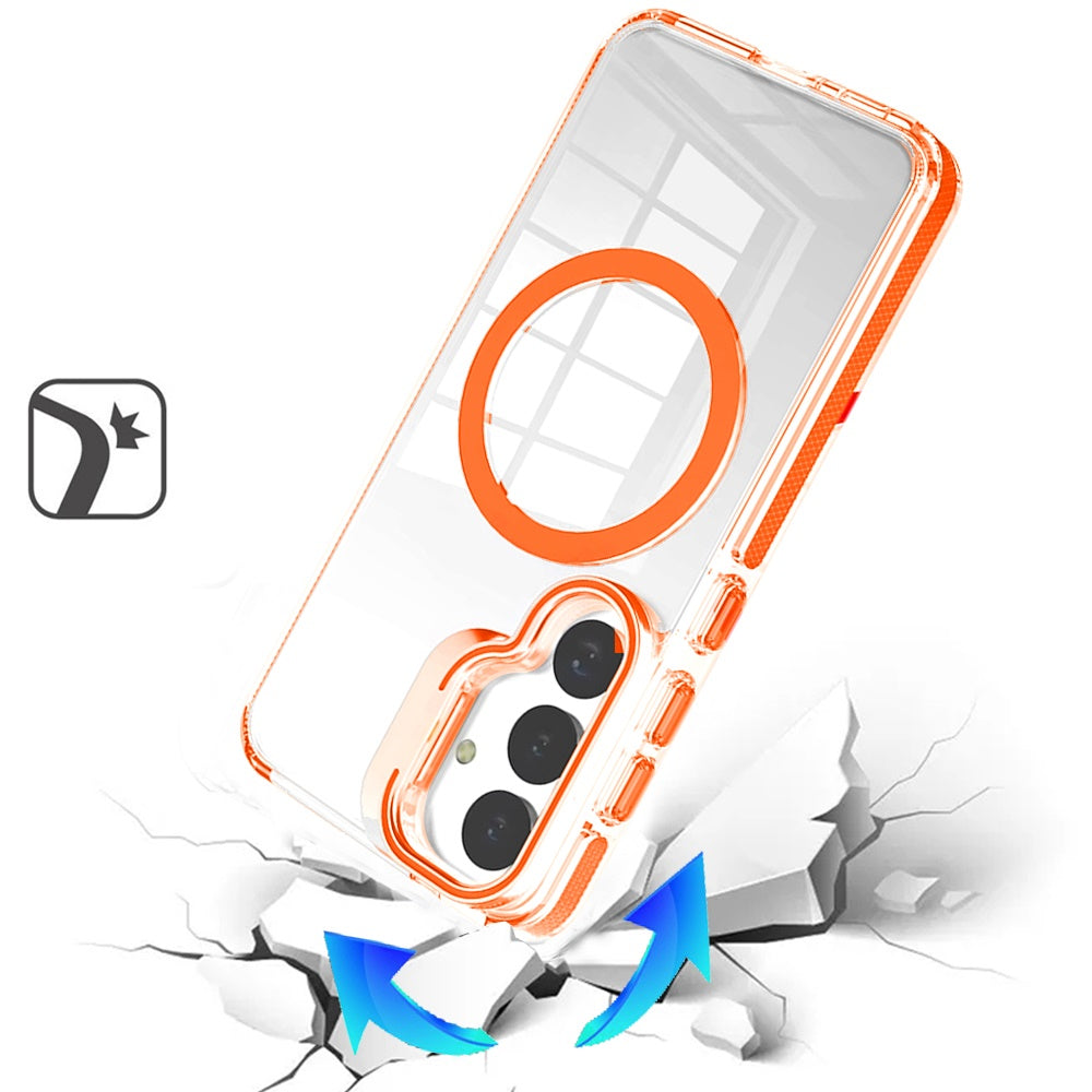 Phone Case for Samsung Galaxy S26 Magnetic Transparent Tough Hybrid Camera Guard Stand Shockproof Color Edge Rugged Grip Durable Cover Cosmic Orange