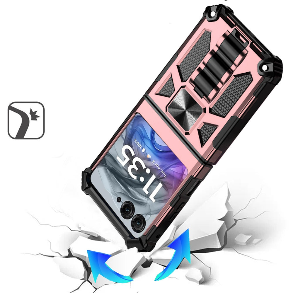 For Motorola Razr 2025 /2024 Hybrid Shockproof [Military Grade] Rugged Protective with Magnetic Car Mount & Invisible Stand Case Cover