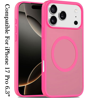 Phone Case for Apple iPhone 17 Pro Magnetic Matte Hybrid Shockproof Smooth Grip Durable Camera Protection Anti-Slip Soft Touch TPU Armor Cover