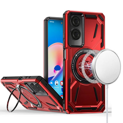 For TCL 50 SE Hybrid Magnetic Ring and 360° Rotational Kickstand with MagSafe Compatible, Military Grade Drop Protection Case Cover Red