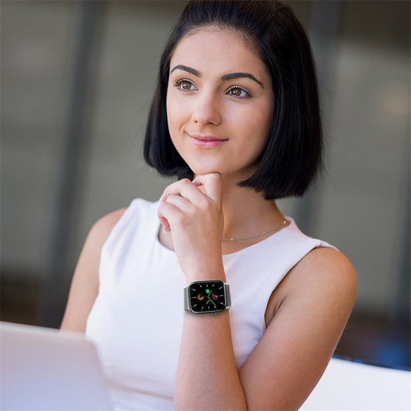 echelon Ironclad Stainless Steel Loop for Apple Watch Series 9 45mm/Watch Series 10 46mm / Watch SE (2022) 44mm - Silver, Apple Watch Accessories