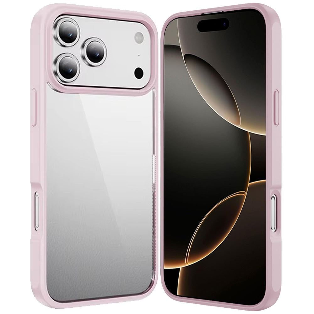 For Apple iPhone 17 Pro Hybrid Transparent HQ Slim Shockproof Clear Protective Thick 2.0mm TPU Frame Case Cover Transparent Pink