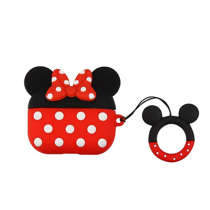 For Airpods Pro 3 Hybrid Cute 3D Fun Design Silicone Skin Cartoon Animal with Keychain Buckle Holder Rubber TPU Soft Case Cover Minnie