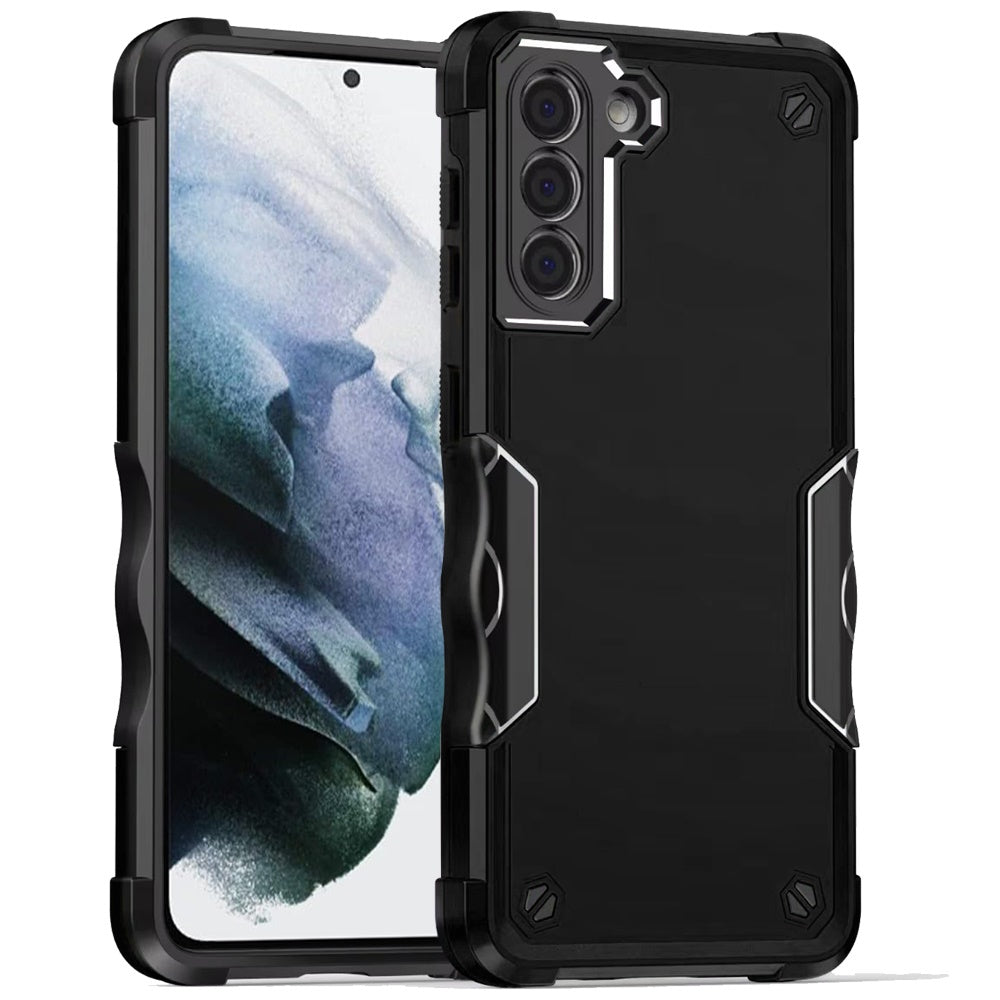 For Samsung Galaxy S21+ Plus Slim Tough Shockproof Hybrid Heavy Duty 2in1 Dual Layer TPU Bumper Rugged Rubber Defend Armor Case Cover Black