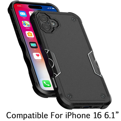For Apple iPhone 16 (6.1") Slim Tough Shockproof Hybrid Heavy Duty Dual Layer TPU Bumper Rugged Rubber Armor Case Cover