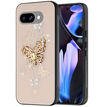 For Google Pixel 9A Diamonds 3D Fashion Bling Sparkly Glitter Ornaments Engraving Hybrid with Ring Stand Case Cover