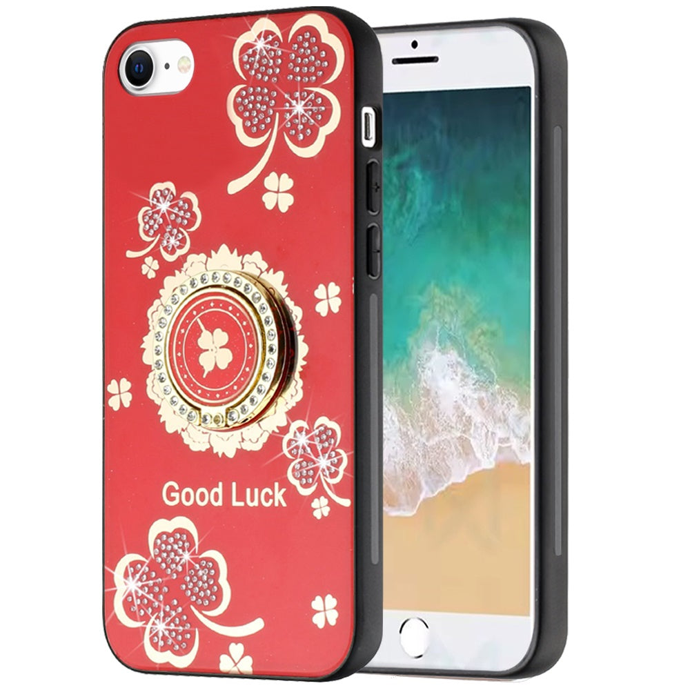 For Apple iPhone 17E /16E Diamonds 3D Fashion Bling Sparkly Glitter Ornaments Engraving Hybrid with Ring Stand Case Cover