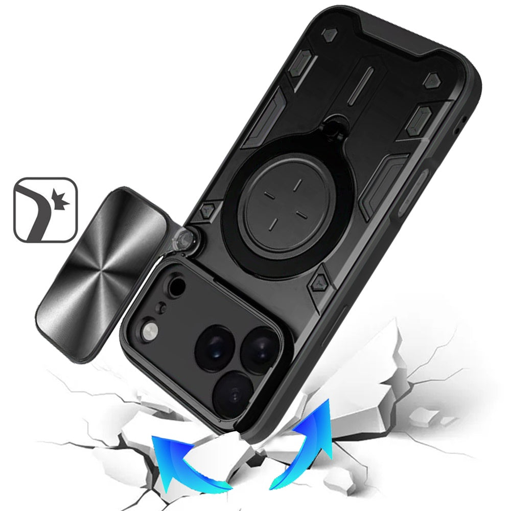 For Apple iPhone 17 Pro Max Hybrid Magnetic 360° Ring Kickstand, MagSafe Compatible, Durable Full Camera Lens Protection Case Cover