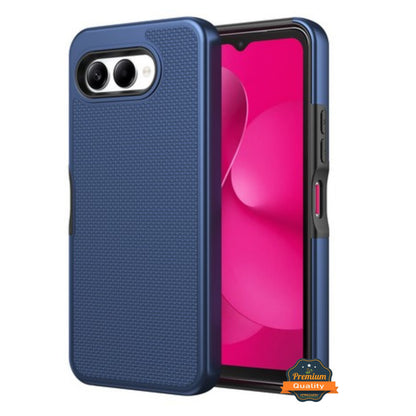 For T-Mobile Revvl 8 Dual Layer Slim & Tough Hybrid Shockproof Heavy Duty Rubber TPU Matte with Textured Rugged Shell Protection Case Cover