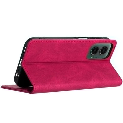 For Motorola Moto G 5G 2024 PU Vegan Leather Wallet Card Holder Magnetic Closure Shockproof Protection Secure Grip ID Cash Storage Case Cover Hotpink