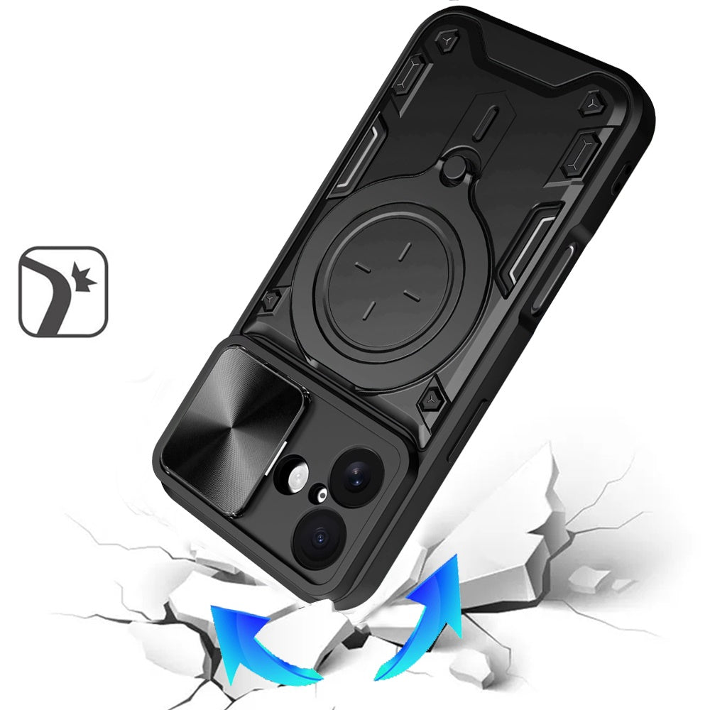 For Apple iPhone 17 Hybrid Magnetic 360° Ring Kickstand, MagSafe Compatible, Durable Full Camera Lens Protection Case Cover